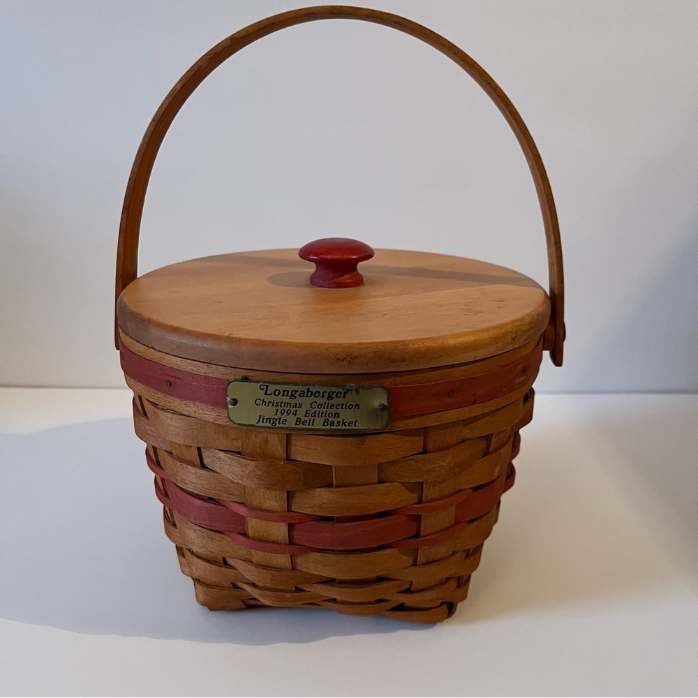 Longaberger 1994 Jingle Bell Basket Swing Handle with Lid